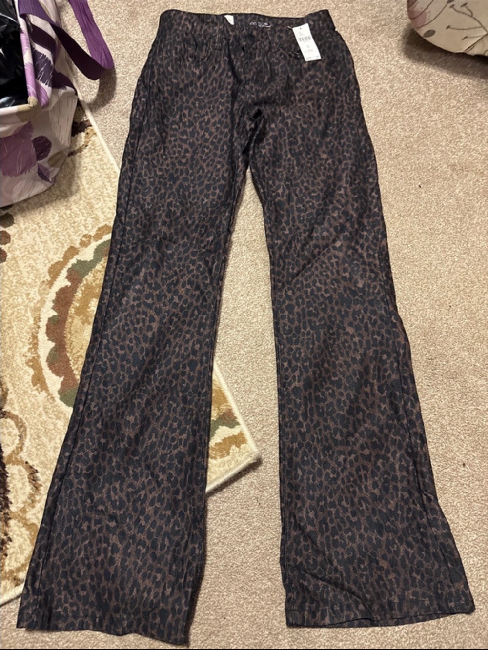 Pilcro Brown and Black Leopard Wide-Leg Jeans
